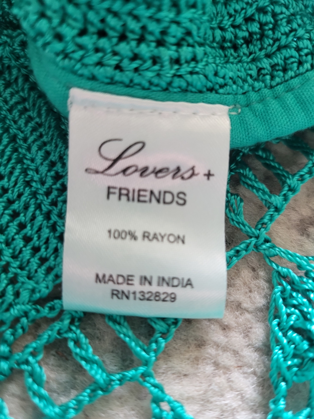 Vintage Lovers + Friends Teal Crochet Knit Scoop Neck Top - Picture 3 of 5